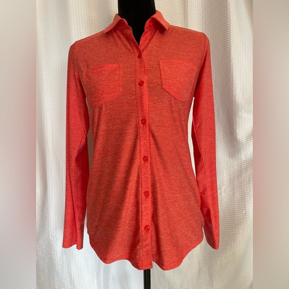 Eddie Bauer orange button-down long sleeve athletic blouse size XS - Picture 1 of 6